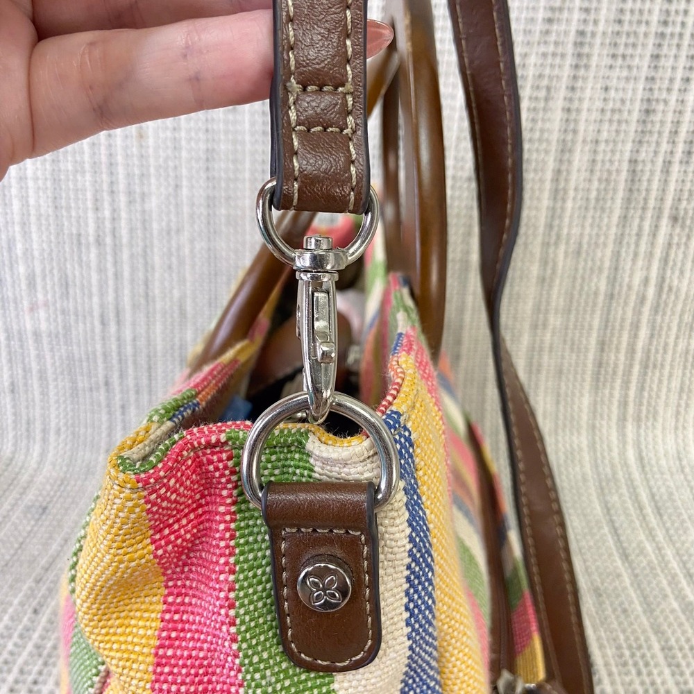Relic Satchel Bag‎ Wood Handle Woven Striped Multicolor Crossbody Purse Y2K Boho - Picture 14 of 15